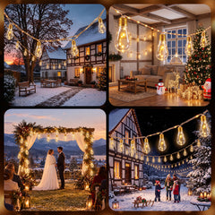 Salcar Lichterkette Outdoor mit Hanfseil – 10 Glühbirnen, 149 LEDs, 5 m, Warmweiß, 8 Modi