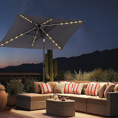 Rectangular parasol 300 x 200 cm garden umbrella with LED solar lighting