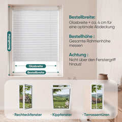 Sekey Plissee ohne Bohren Klemmfix – Lichtschutz & Sichtschutz für Fenster und Tür | Weiß