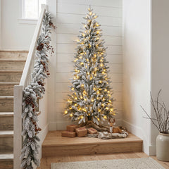 Salcar Halb-Weihnachtsbaum mit LED & Schnee 180/210 cm – Künstlicher Christbaum aus 100 % PE