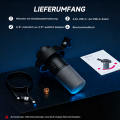 FIFINE Dynamisches XLR & USB Studio Mikrofon – Profi Podcast Mikrofon für PC, Mac, PS4/PS5, Streaming, Gaming & Aufnahmen mit Nierencharakteristik und DSP-Funktionen,K688