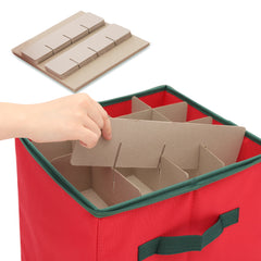 Salcar Aufbewahrungsbox für Weihnachtskugeln – 64 Fächer, stabile Kartontrenner, faltbare Aufbewahrungskiste für Christbaumschmuck & Weihnachtsdeko