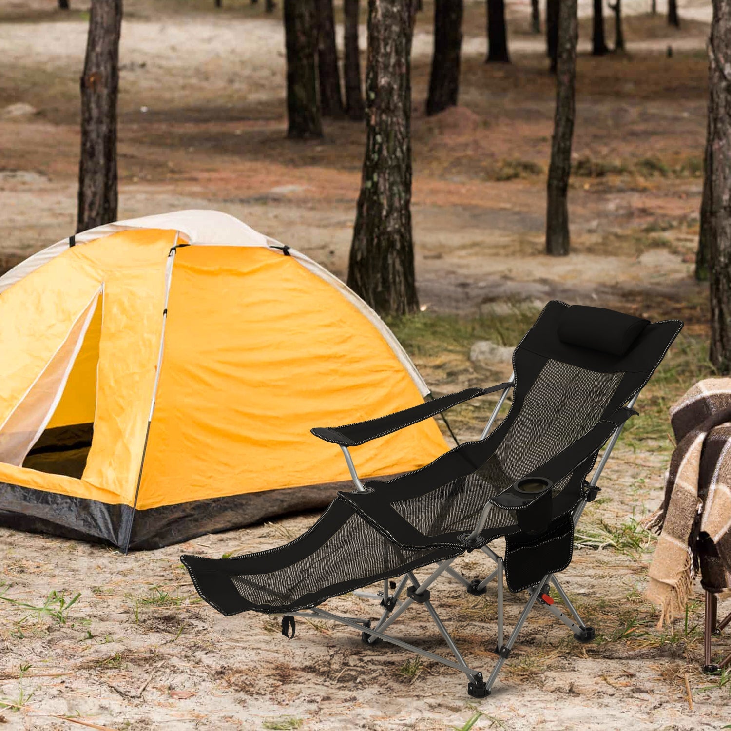 v-markt campingstuhl Sunula Klappbarer Campingstuhl, Liegestuhl 2-in-1, Belastbar bis 100 – sekeymall