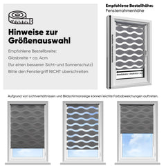 Sekey Doppelrollo Wellenmuster Duo-Rollo Klemmfix ohne Bohren - Lichtdurchlässig & Blickdicht, Fensterrollo für Wohnzimmer, Schlafzimmer & Büro Sekey