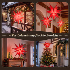 Salcar LED Papierstern – Beleuchteter 3D Weihnachtsstern mit 18 Spitzen, Warmweiß, Hängende Weihnachtsdeko für Fenster & Innenbereich