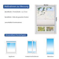 Sekey Plissee Day+Night ohne Bohren, 100% Verdunkelung, mit Muster,in Beige