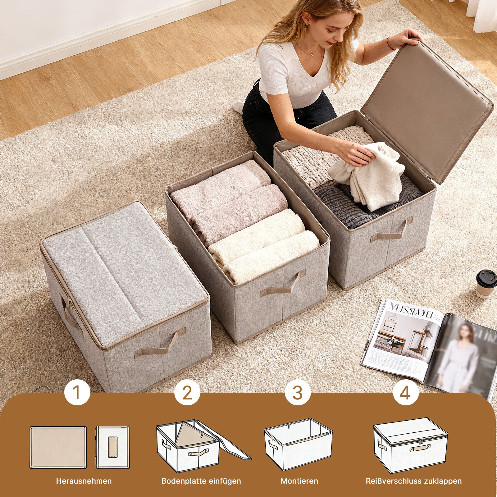 Sekey Aufbewahrungsboxen 3er Set mit Deckel