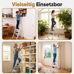Sekey Klappbare Trittleiter 2 oder 3 Stufen – Stabile Stahlleiter, rutschfeste Stufen, platzsparend faltbar, SGS EN14183 geprüft, bis 150 kg belastbar