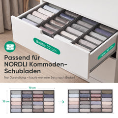 Sekey Schubladen Organizer – 17,5 × 35 × 11 cm, faltbare Stoffboxen mit Längsfächern