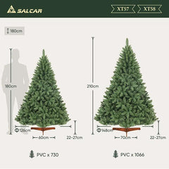 Salcar 120cm/150cm/180cm/210cm Künstlicher Weihnachtsbaum, Korea-Tanne, mit 730/1066  PVC-Nadeln Salcar
