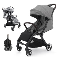 Sekey BW732 Reise-Kinderwagen – Ultraleicht & Einhand-klappbar | 3-fach verstellbare Rückenlehne, 4-Rad-Federung, Regenschutz, 5-Punkt-Gurt, Handgepäckgeeignet