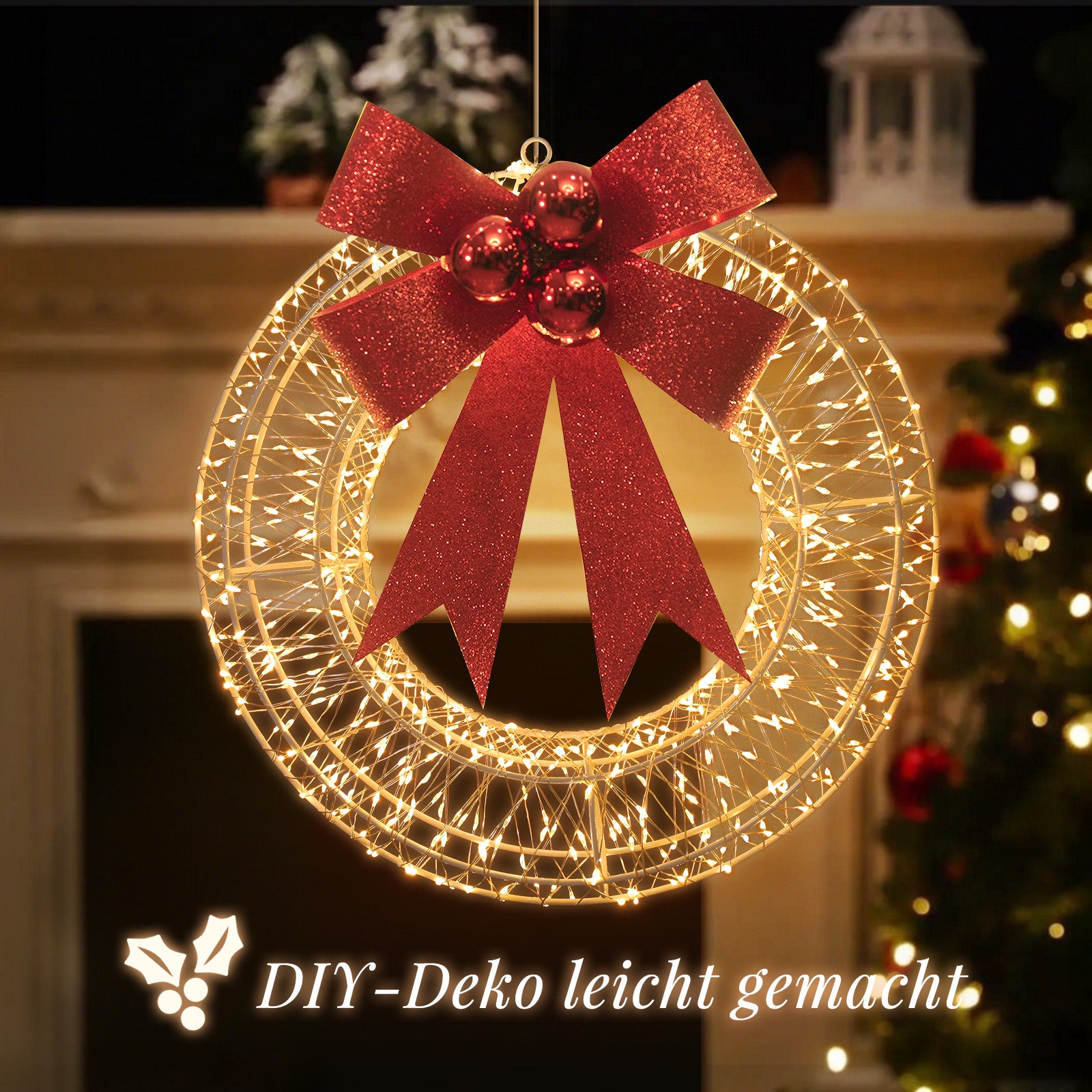 SALCAR LED Lichtkranz Ø45 & Ø55 cm, 720 LEDs, Hängekranz, Weihnachtsdeko Fenster & Tür, 8 Modi, Timer & Memory, IP44 Wasserdicht, Innen & Außen, Warmweiß