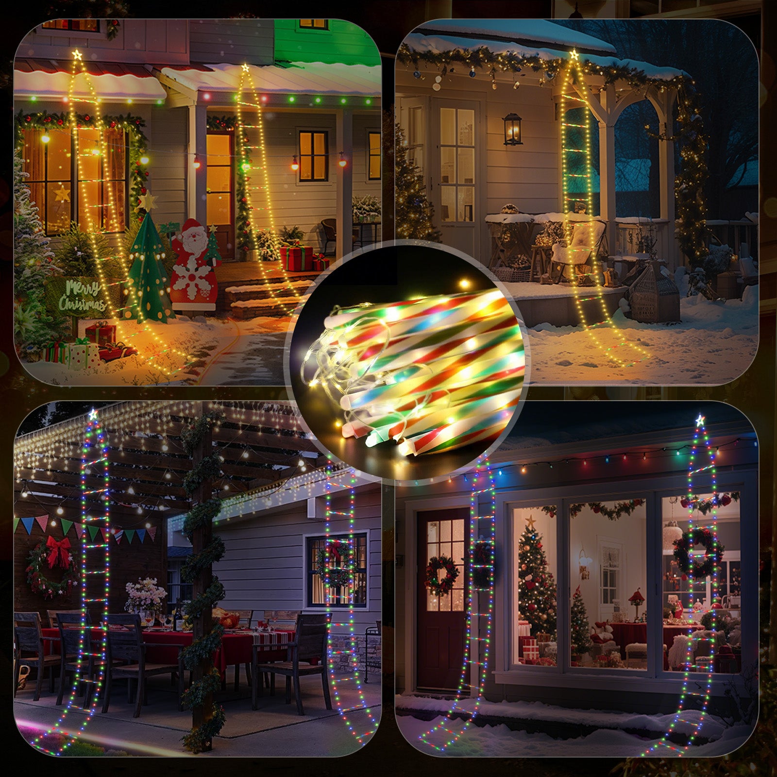 SALCAR LED Weihnachts Leiter Lichterkette 3 m, 260 LEDs, Warmweiß & Bunt, 9 Modi, Timer & Memory, IP44 Wasserdicht, Weihnachtsbeleuchtung für Innen & Außen