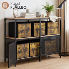 Sekey Aufbewahrungsboxen 6er Set 33 × 33 × 33 cm – Faltbare Stoffboxen mit Grifföse, stabile Ordnungsboxen für Kallax-Regale, Braun