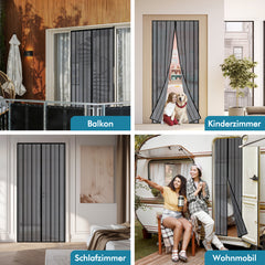 Sekey magnet fly screen door made of polyester, with straps, black