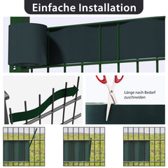 Sekey PVC Sichtschutzstreifen für Doppelstabmattenzaun – Sichtschutzband mit Befestigungsclips, UV-beständig & Wetterfest, Windschutz für Gartenzaun, Grün