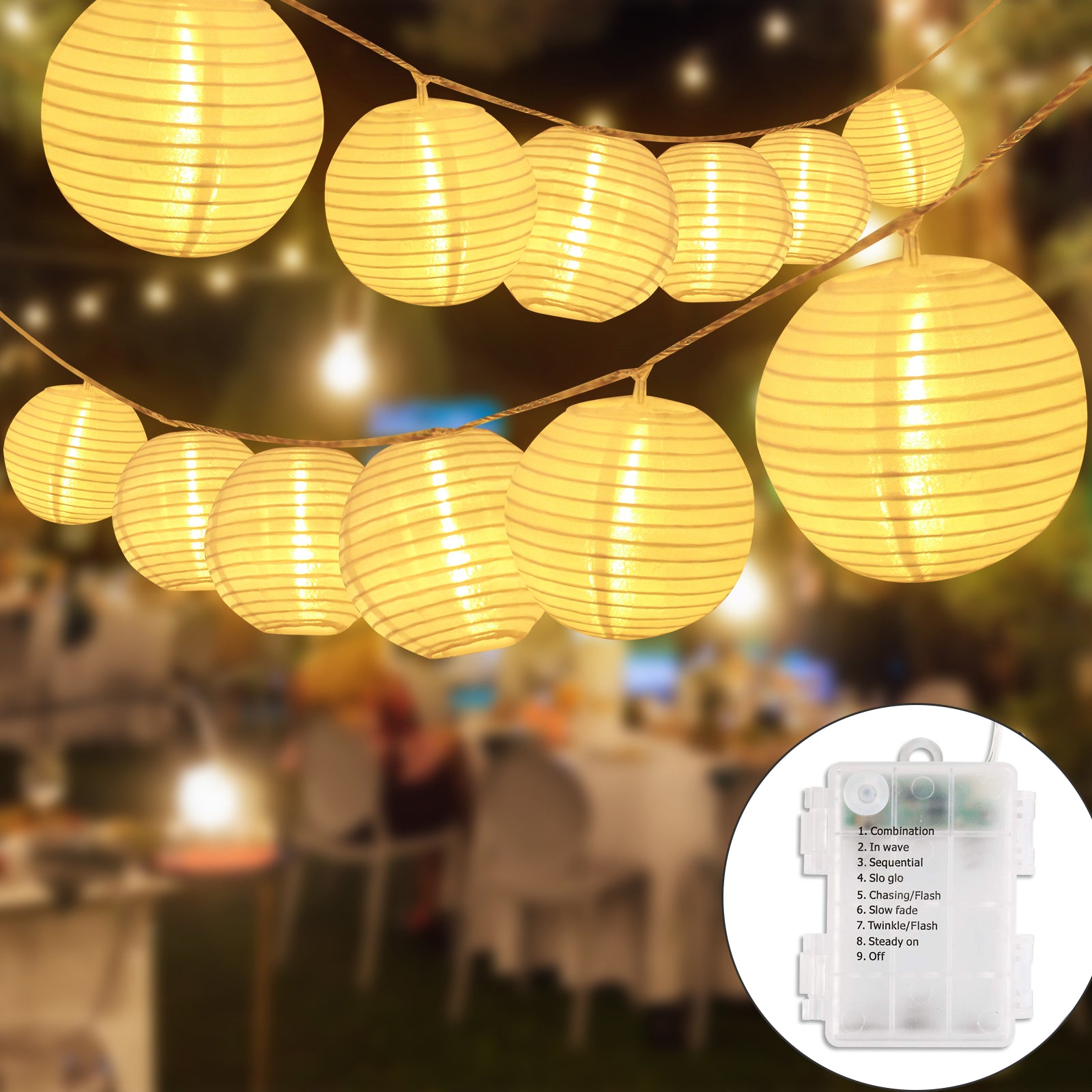 Salcar LED Laternen Lichterkette Outdoor mit Batterie – Timer & 8 – sekeymall