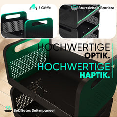 Sekey Servierwagen mit Rollen – Barwagen & Küchenwagen mit MDF-Platte, Weinglashalter, Haken & Schubladenkorb, 360°-Rollen, Griff, rostfest – Schwarz Sekey