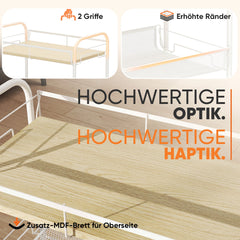 Sekey Rollwagen mit 4 Ebenen – Küchenwagen & Nischenregal mit MDF-Platte, Stahlrahmen, 360°-Rollen & Griff – Schmaler Servierwagen für Küche, Bad & Büro – Weiß Sekey