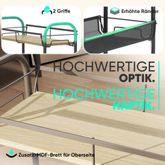 Sekey Rollwagen mit 4 Ebenen – Küchenwagen & Nischenregal auf Rollen, Stahl mit rostfester Lackierung & MDF-Oberplatte, 360°-Räder mit Griff, werkzeugloser Aufbau, platzsparender Aufbewahrungswagen für Küche, Bad & kleine Räume – Dunkelgrau Sekey