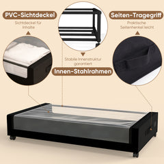 Sekey Unterbett-Aufbewahrungsbox mit Rollen – 78 × 44 × 14 cm, Metallrahmen & PVC-Fenster für Kleidung & Bettwäsche