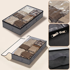 Salcar Unterbett-Aufbewahrungsboxen – 90L, atmungsaktiv, modular, ideal für Kleidung, Bettwäsche & saisonale Textilien