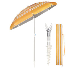 Sekey ∅ 180 cm aluminum beach umbrella with protective cover and ground sleeve, sun protection UV50+
