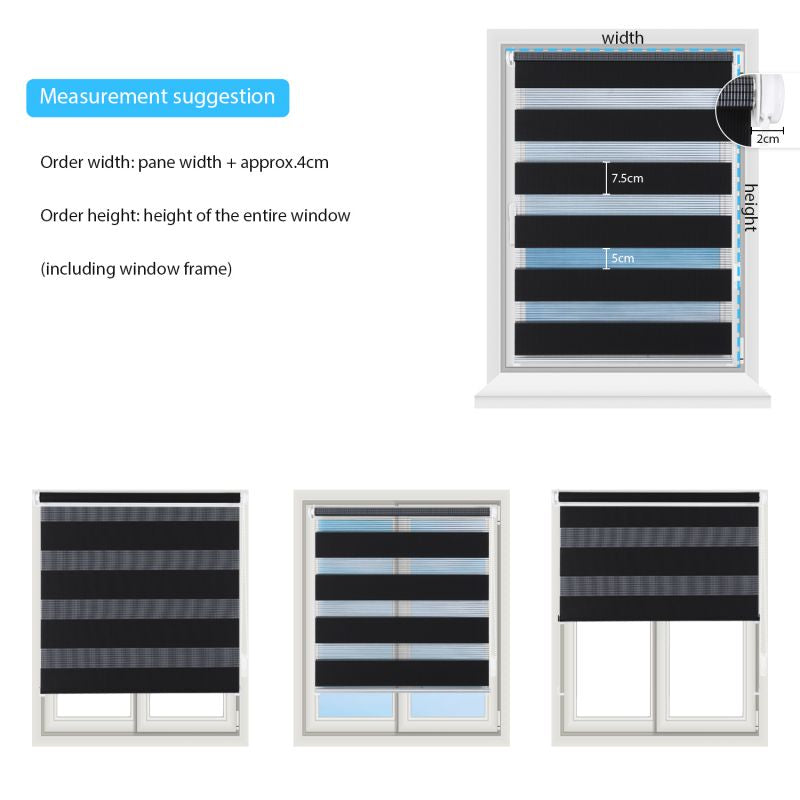 Sekey aluminium blinds without drilling, 25mm aluminium slats, black