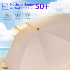 Sekey ∅ 180 cm beach umbrella with protective cover and ground sleeve, sun protection UV50+