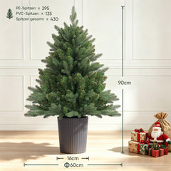 Salcar Künstlicher Weihnachtsbaum Nordmanntanne – PE & PVC, kleiner Christbaum mit dekorativem Topf, 60/90/120 cm