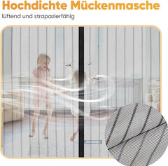 Sekey Fliegengitter Tür, Magnetisch, Reißfest, Ohne Bohren, Lichtdurchlässiger Insektenschutz mit 4 cm Klettband, Wetterfest & Langlebig, Schwarz SEKEYMALL