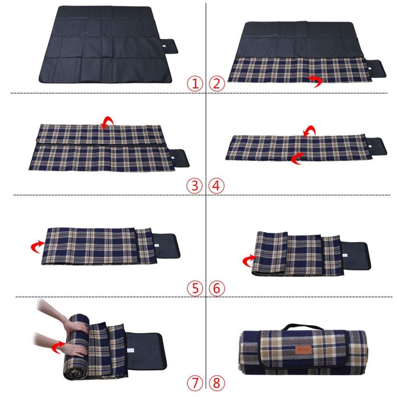 Sekey 200 x 170 cm picnic blanket made of brown checked acrylic fabric