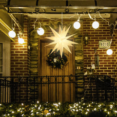 Salcar LED Papierstern 60 cm Weiß – Beleuchteter 3D Weihnachtsstern mit 18 Spitzen, Warmweißes Licht, Hängende Weihnachtsdeko für Fenster & Innenbereich