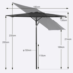 Sekey 180 x 130 cm balcony umbrella rectangular, sun protection UV50+