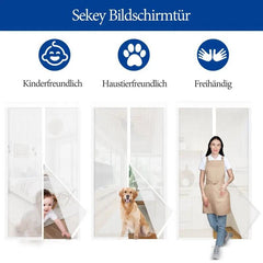 Sekey Kratzfest Magnet Fliegengitter Tür aus Polyester, Weiß Sekey