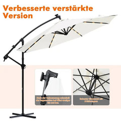 Sekey 300 cm Ampelschirm mit LED Solar Beleuchtung, Sonnenschutz UV50+ Sekey