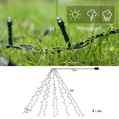 Salcar 3 m LED Lichterkette für Weihnachtsbaum, mit 10 Strängen, 350 LEDs, 31V GS-zertifizierte Stromversorgung