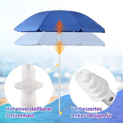 Sekey ∅ 160 cm Strandschirm mit Schutzhülle und Bodenhülse, Sonnenschutz UV50+ Sekey