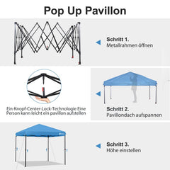 Sekey 300 x 300 cm Faltpavillon mit 4 Sandsäcken und Tragetasche