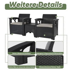 Sekey 3-teilig Gartenmöbel Set, 2 Sessel und Gartentisch Sekey