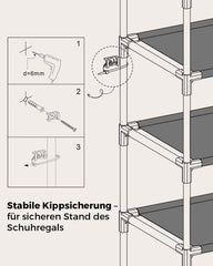 Sekey 10-Tier Shoe Rack – Slim, Stable &amp; Space-Saving, Metal Frame with Non-Woven Fabric Shelves, Ideal for Hallways &amp; Small Rooms