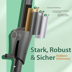 Sekey 270cm parasol with crank, foldable while sitting, sun protection UV50+