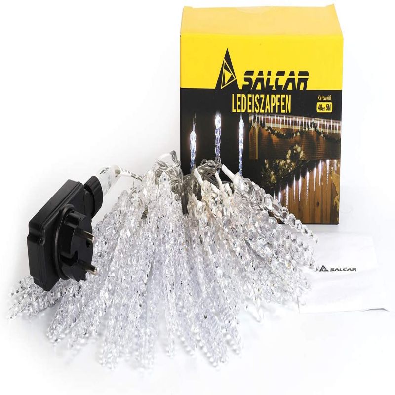 Salcar 5 m LED fairy lights with 40 icicles, 40 LEDs, 31V GS certified power supply