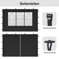 Sekey 3x3 m folding gazebo with 4 side panels and 4 sandbags