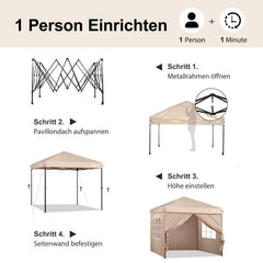 Sekey 3x3 m folding gazebo with 4 side panels and 4 sandbags