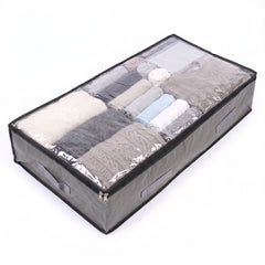Sekey Unterbett-Aufbewahrungstasche 110L – Faltbare Aufbewahrungsbox mit transparentem Deckel, Doppelreißverschluss & 4 Tragegriffen, 100 × 50 × 19 cm, für Kleidung, Bettwäsche & Decken