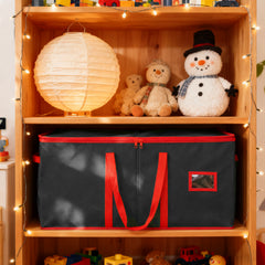 Salcar Schwarze Aufbewahrungsbox für 128 Weihnachtskugeln – Faltbare Christbaumkugel-Box 64,8×32,3×34,2 cm mit 128 Fächern, Tragegriffen & Doppelreißverschluss