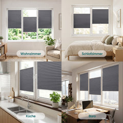 Sekey Plissee ohne Bohren Klemmfix – Lichtschutz & Sichtschutz für Fenster und Tür | Dunkelgrau