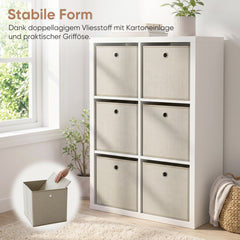 Sekey 6er Set Aufbewahrungsboxen Beige 30 × 30 × 30 cm – Faltbare Stoffboxen mit Griff für Regal & Schrank
