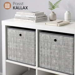 Sekey Aufbewahrungsboxen 6er Set 33 × 33 × 33 cm – Faltbare Stoffboxen mit Grifföse, stabile Ordnungsboxen für Kallax-Regale, Hellgrau